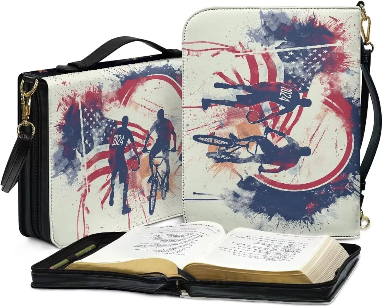 Personalized PU Bible Cover with Strap Church Book Cover,Carrying Book Case Crossbody Bag Bible Protective