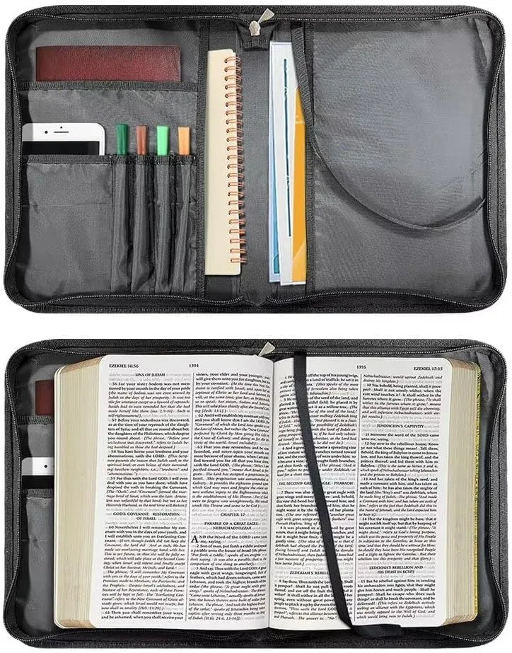 Personalized PU Bible Cover with Strap Church Book Cover,Flag Carrying Book Case Bible Protective