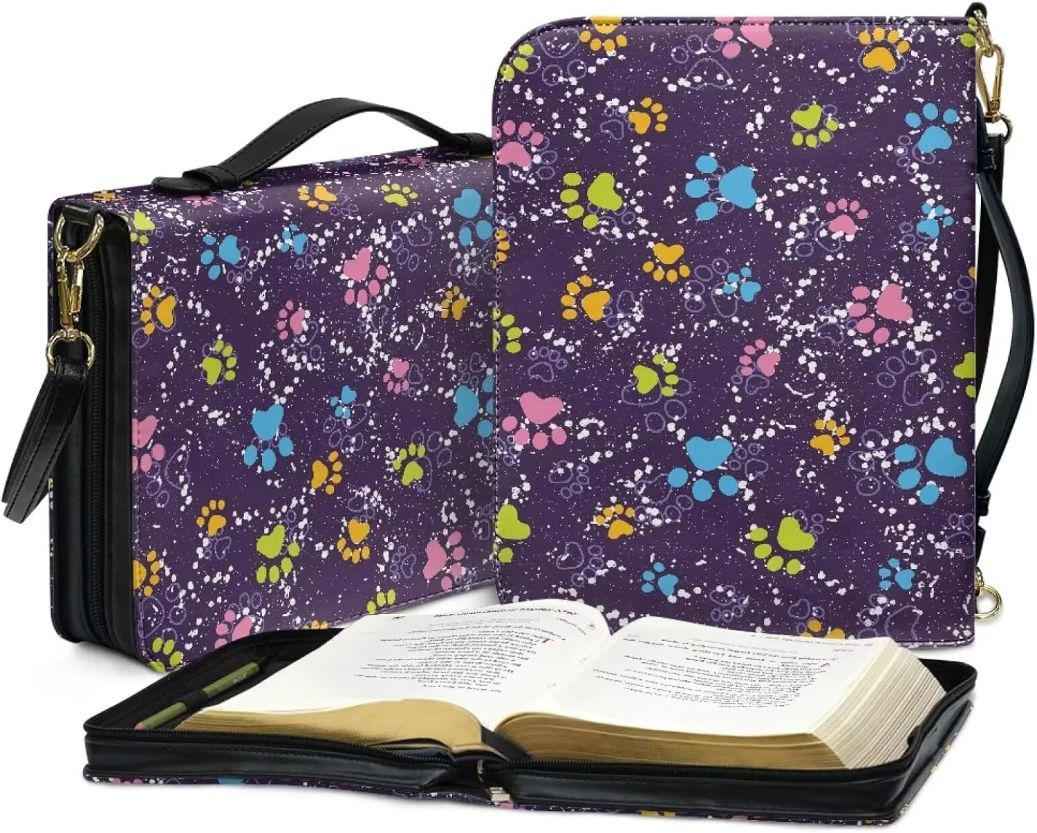 Personalized PU Bible Cover with Strap Church Book Cover,Flag Carrying Book Case Bible Protective