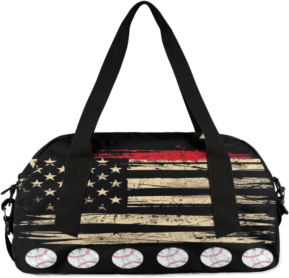 Personalized Sport Duffle Bag for Boys Girls, Custom Baseball American Flag Kids Duffle Bag Gym Bag with Name, Travel Duffel Bag Overnight Weekender Bag, Customized Kids Gifts