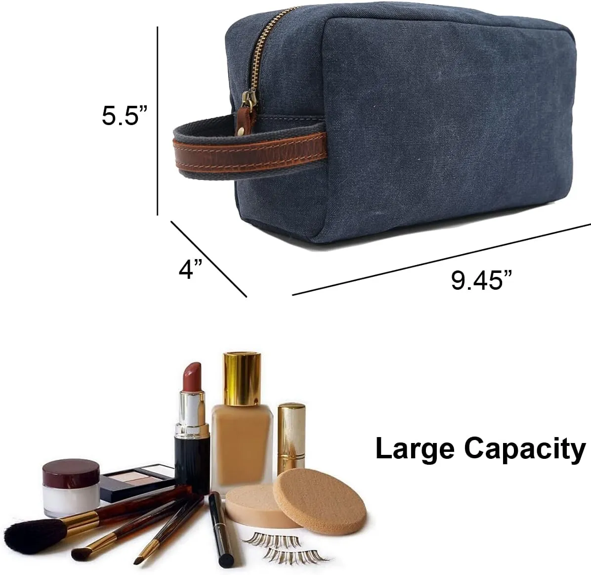Personalized Toiletry Bag Embroidery Canvas Dopp Kit Custom Gift Monogrammed Shaving Bag With Zipper For Men And Women (Green)