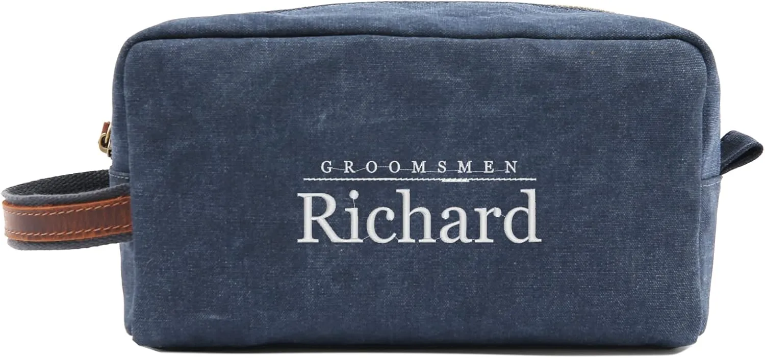 Personalized Toiletry Bag Embroidery Canvas Dopp Kit Custom Gift Monogrammed Shaving Bag With Zipper For Men And Women (Green)