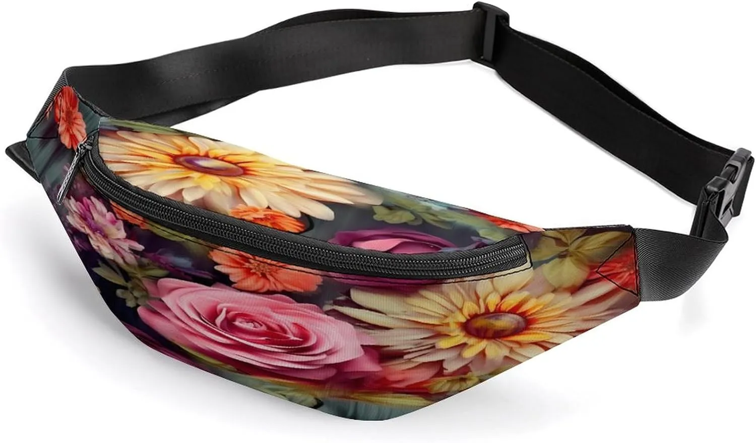 Personalized Waist Packs with Adjustable Strap,Flower Cluster CrossBody Fanny Pack Casual Bag for Travel Sports Running Hiking