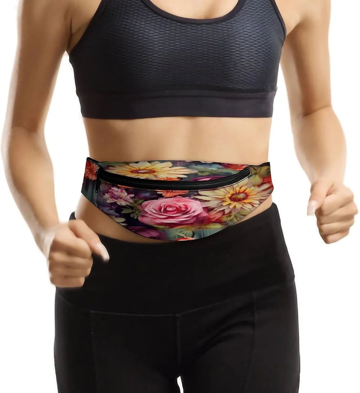 Personalized Waist Packs with Adjustable Strap,Flower Cluster CrossBody Fanny Pack Casual Bag for Travel Sports Running Hiking