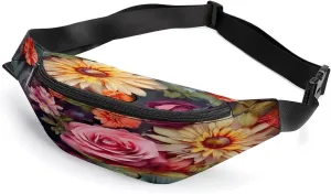 Personalized Waist Packs with Adjustable Strap,Flower Cluster CrossBody Fanny Pack Casual Bag for Travel Sports Running Hiking