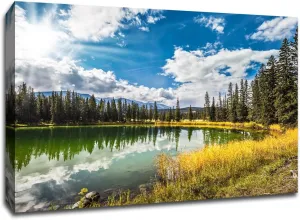 Pine Tree Lake - Water Landscapes - 48x36 Gallery Wrapped Canvas Wall Art