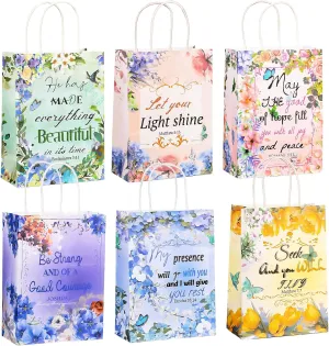Pineraap 24 Pieces Bible Gift Paper Bags, Religious Butterfly Party Favor Bags for Women Baptism Inspirational Communion