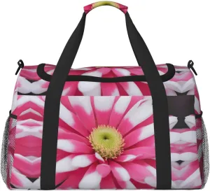 Pink and White Flower print Personal Item Bag Carry on Bag Underseat Travel Duffel Bags Gym Carry On Sports Bags