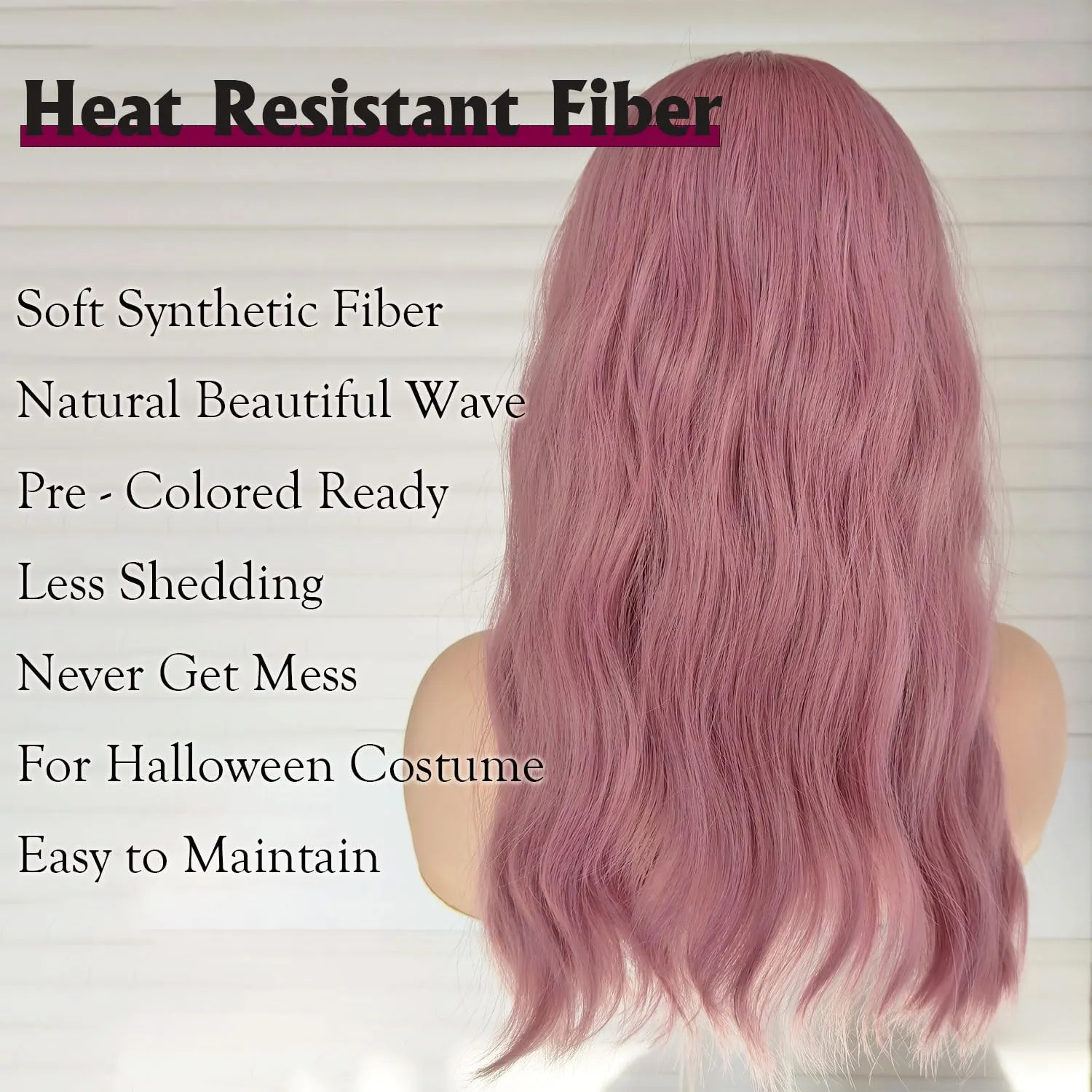 Pink Bob Wigs with Bangs 16 Inch Loose Wave Curly Wig for Women Shoulder Length Colored Synthetic Hair Daily Wig Lovly Pink Heat Friendly