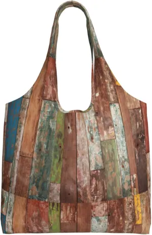 Planks Weathered Old Look Print Classic Soft Grocery Cloth Bag Aesthetic Tote Bag For Beach Travel Shopping