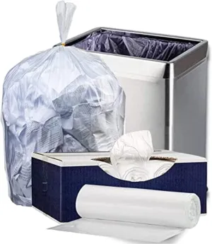 Plasticplace 32-33 Gallon Trash Bags │ 16 Microns │ Clear High Density Garbage Can Liners │ 33” x 40” (250 Count)