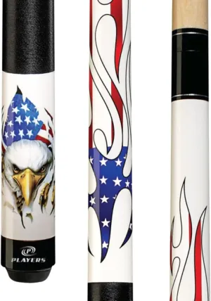 Players D-PEG Screaming Bald Eagle and American Flag Flames Cue