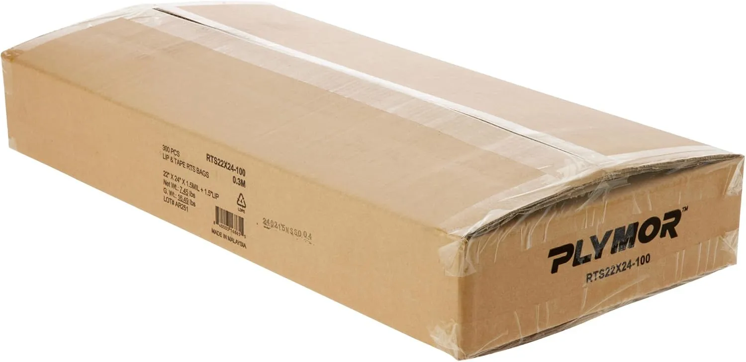 Plymor Ready to Ship 1.5 Mil Wicketed Poly Bags with Permanent Adhesive Strip and Suffocation Warning, 22" x 24" (Case of 300)