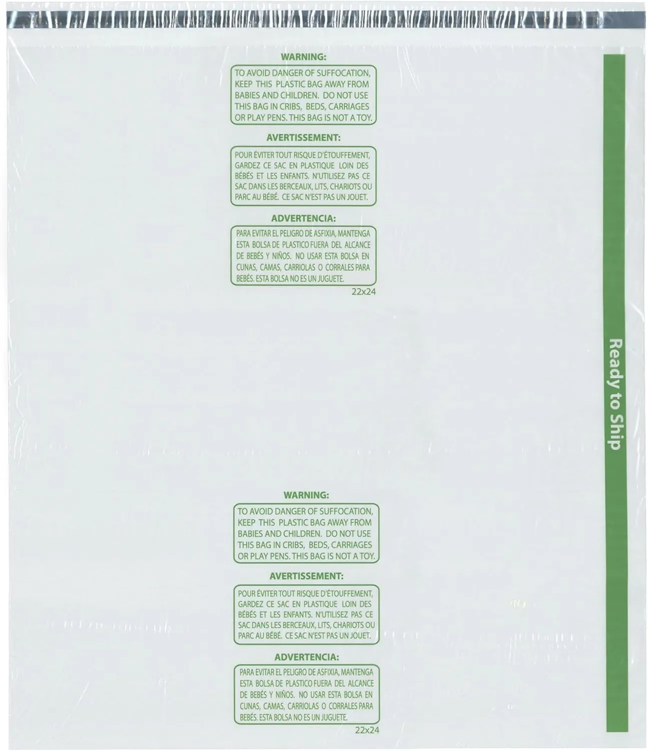 Plymor Ready to Ship 1.5 Mil Wicketed Poly Bags with Permanent Adhesive Strip and Suffocation Warning, 22" x 24" (Case of 300)