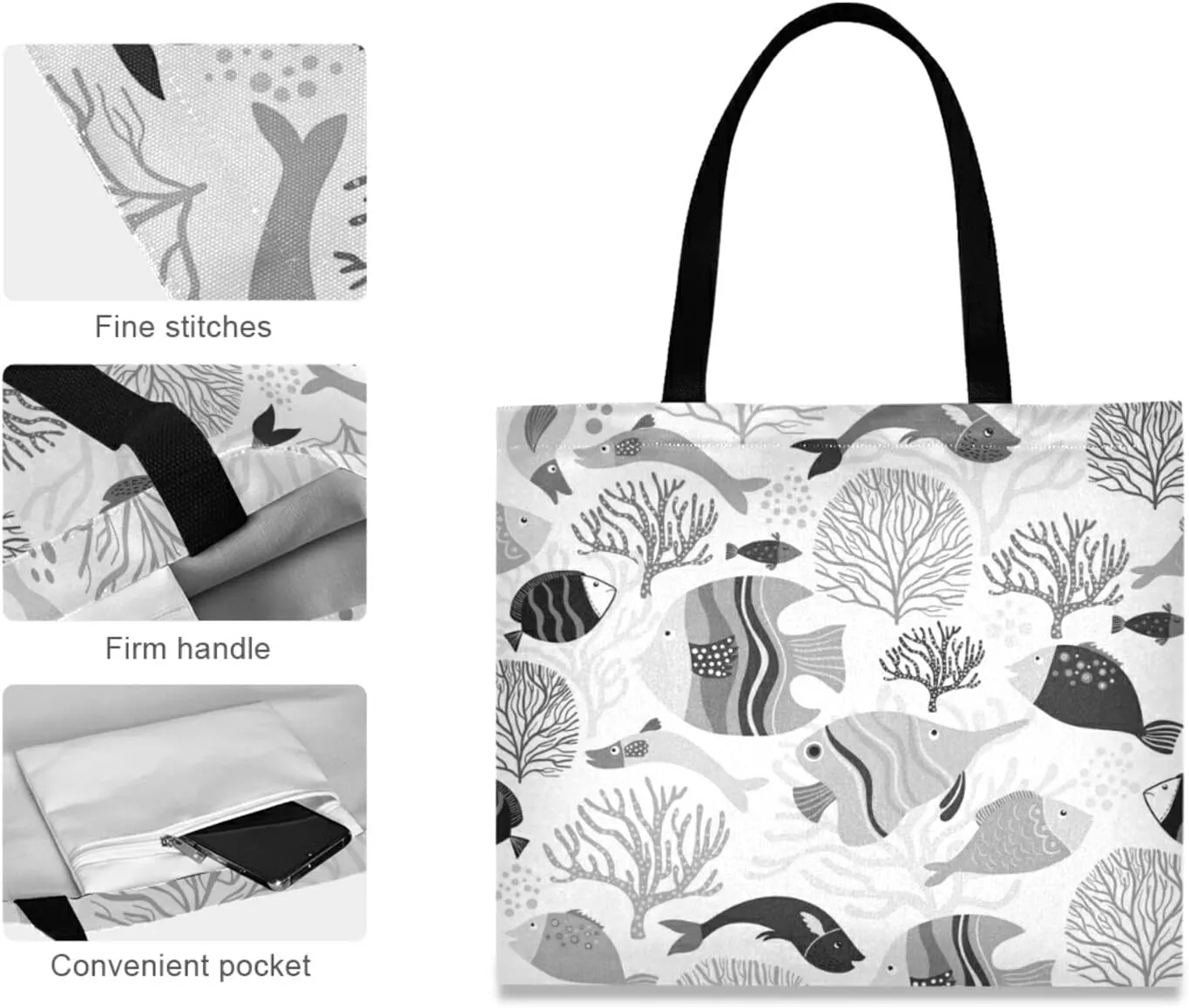 Poeticcity Women Grocery Tote Bag, Canvas Shoulder Bags, Women Handbag for Outdoors