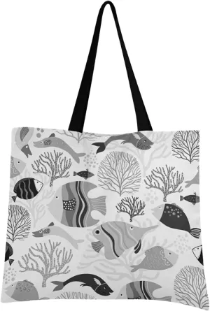 Poeticcity Women Grocery Tote Bag, Canvas Shoulder Bags, Women Handbag for Outdoors