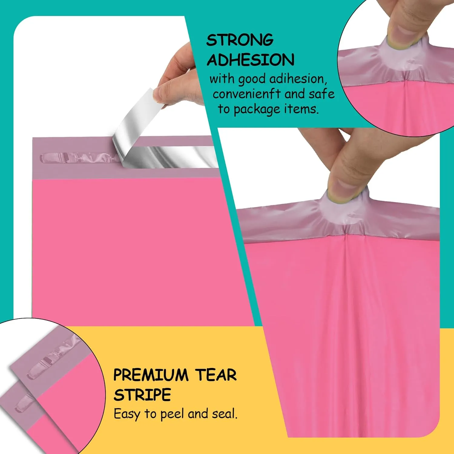 Poly Mailers 10x13 Inch 100 Pcs - Pink Waterproof Shipping Envelopes for Small Business with Tear Resistance and Self-Sealing Feature - Ideal Packaging Bags for Mailing, Shipping, and More