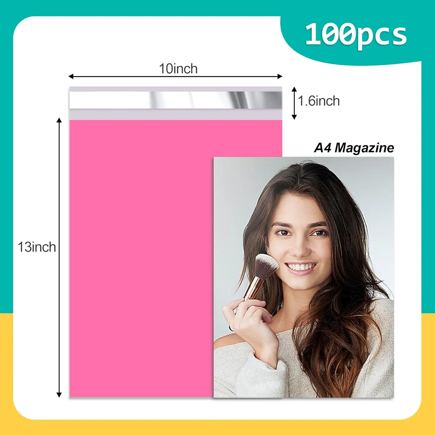 Poly Mailers 10x13 Inch 100 Pcs - Pink Waterproof Shipping Envelopes for Small Business with Tear Resistance and Self-Sealing Feature - Ideal Packaging Bags for Mailing, Shipping, and More