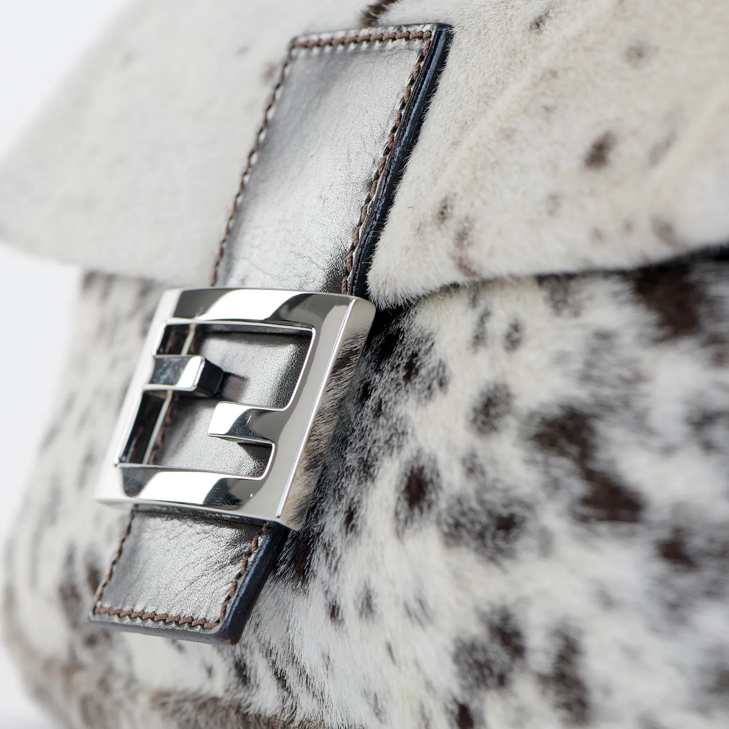 Pony Hair Cow Print Baguette Bag