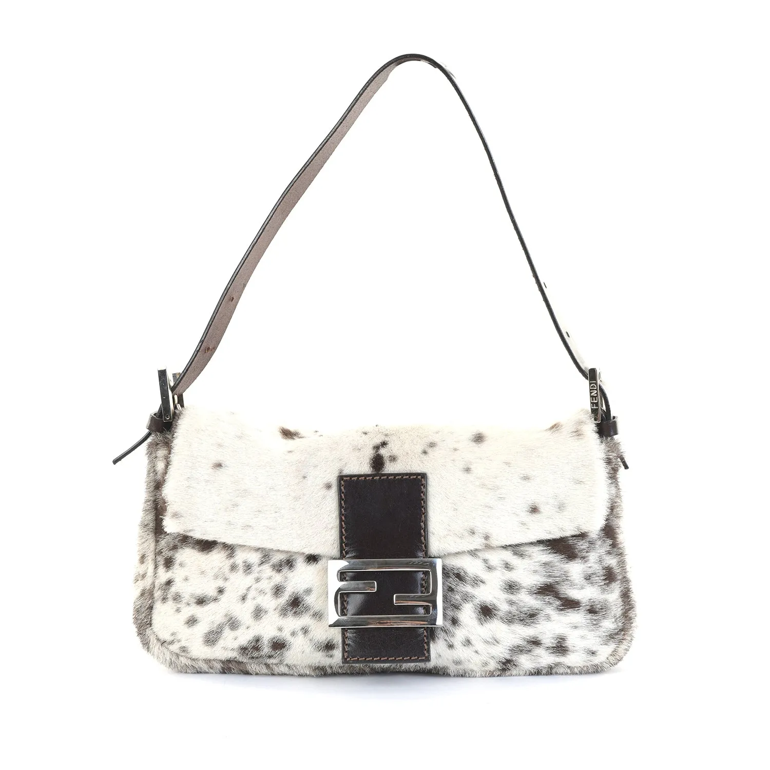 Pony Hair Cow Print Baguette Bag