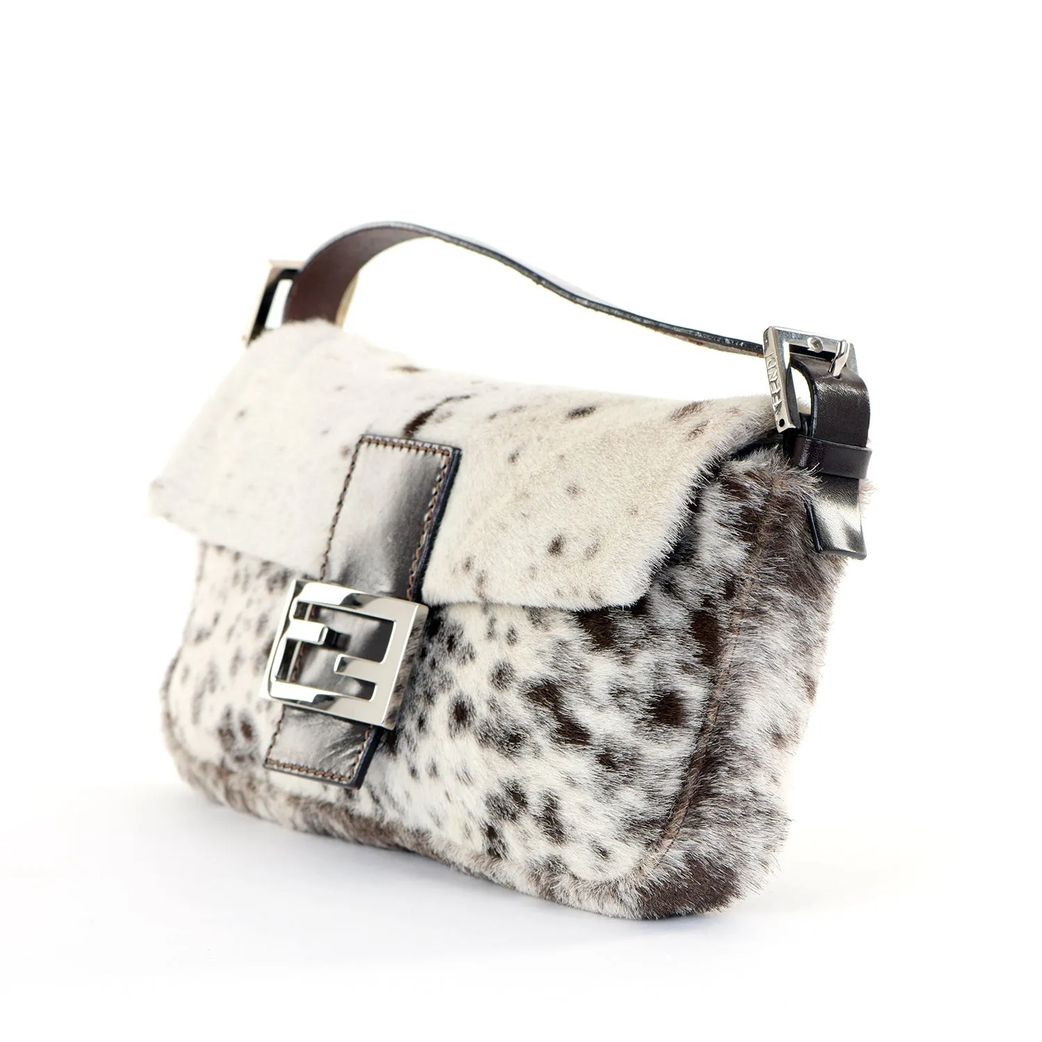 Pony Hair Cow Print Baguette Bag