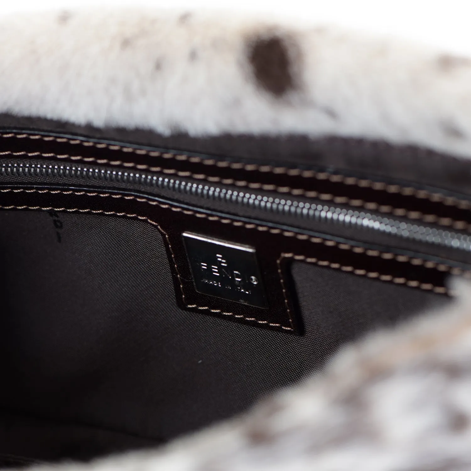 Pony Hair Cow Print Baguette Bag