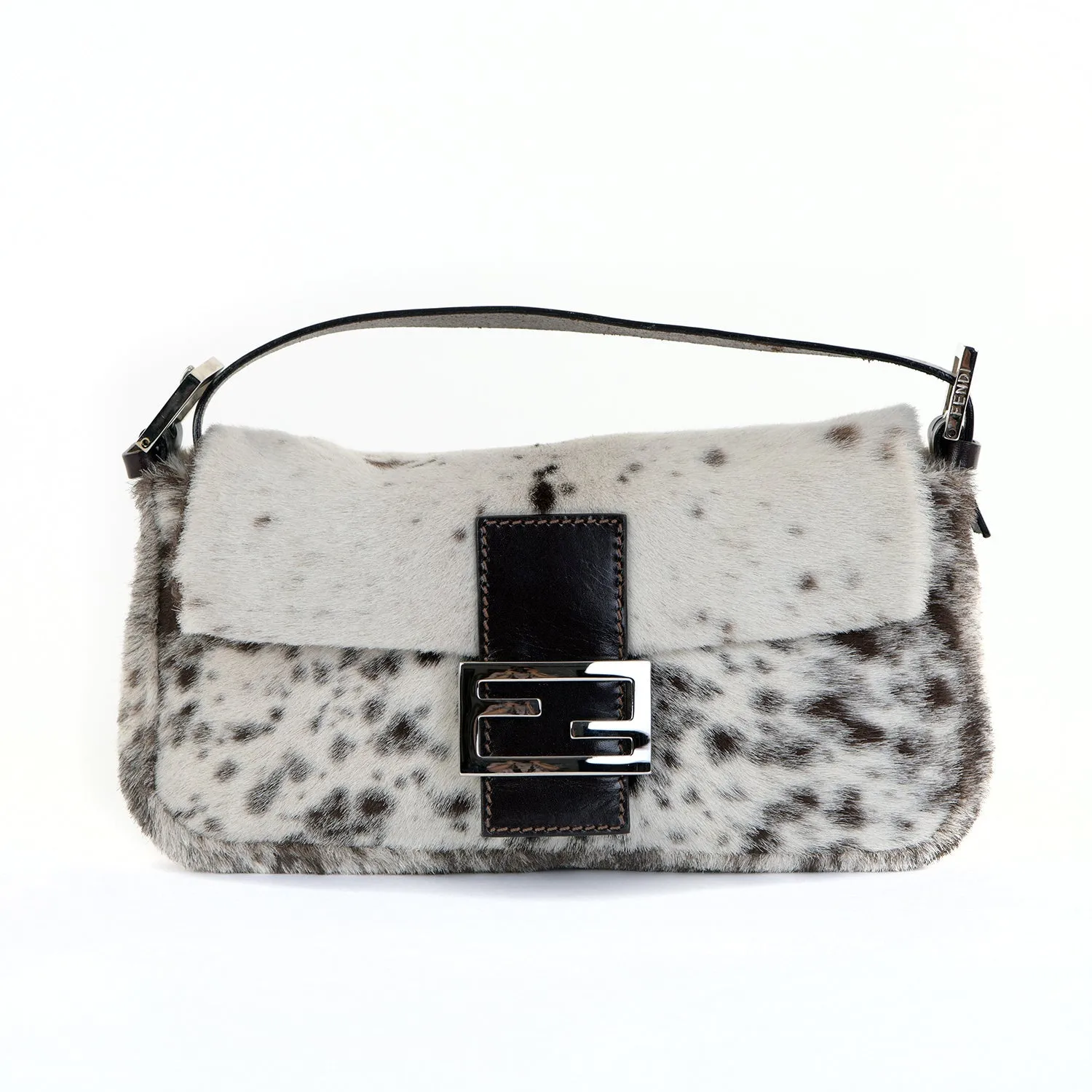 Pony Hair Cow Print Baguette Bag