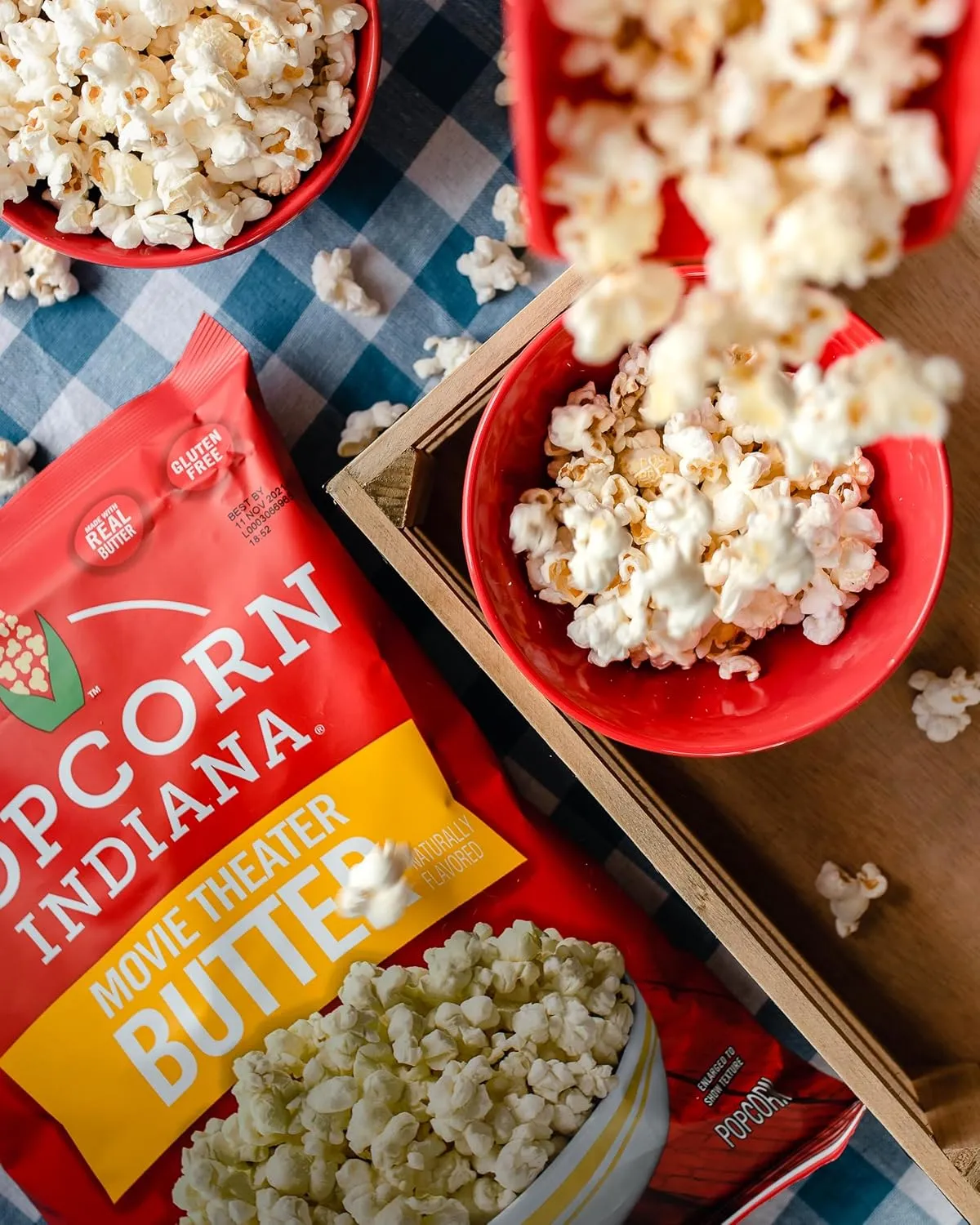 Popcorn Indiana Movie Theater Butter – Rich Butter Movie Theater Popcorn, Authentic & Gourmet Flavor, Gluten Free, 3 Oz (6 Pack)