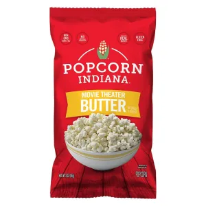 Popcorn Indiana Movie Theater Butter – Rich Butter Movie Theater Popcorn, Authentic & Gourmet Flavor, Gluten Free, 3 Oz (6 Pack)