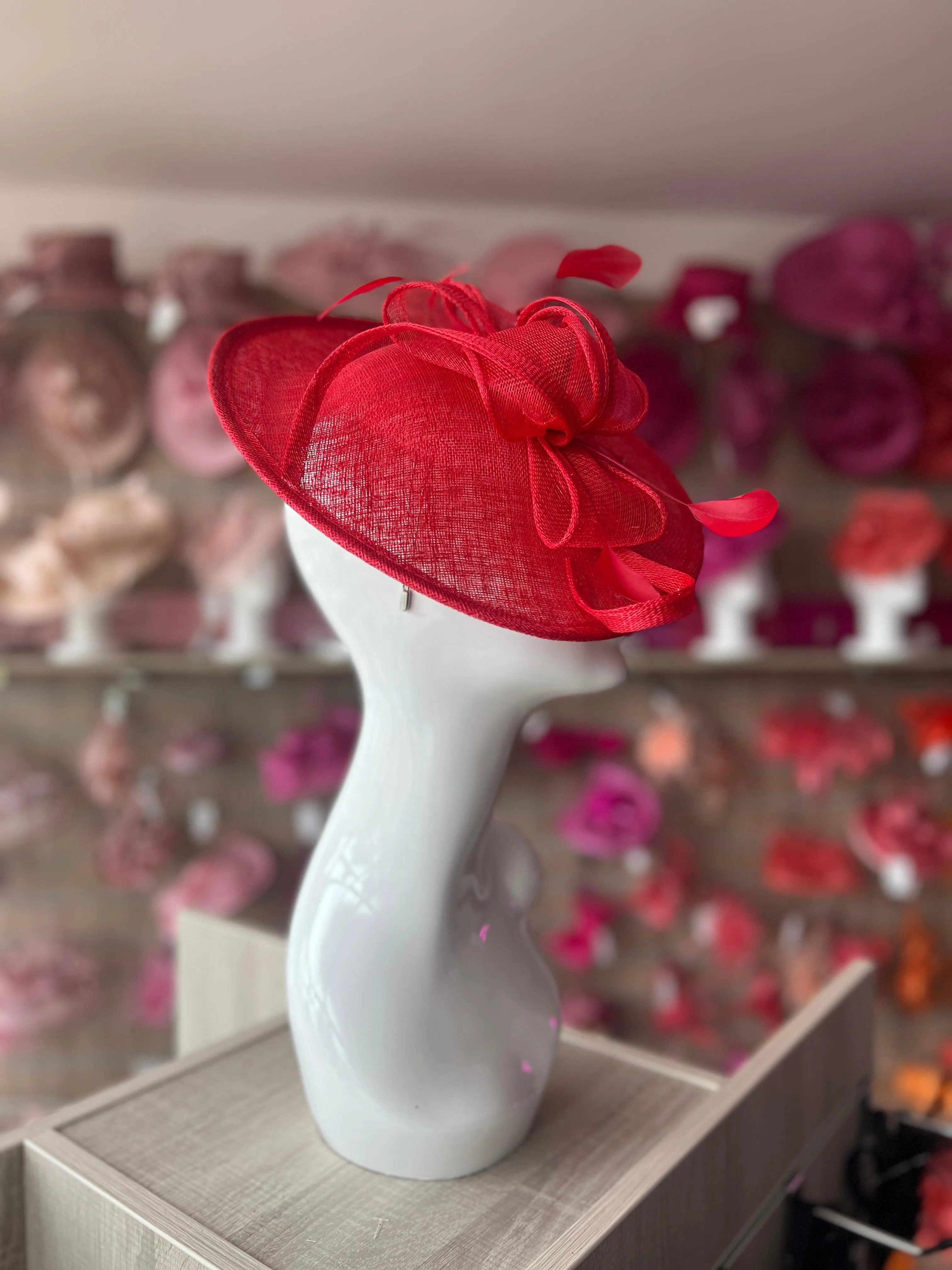 Poppy Red Teardrop Disc Fascinator