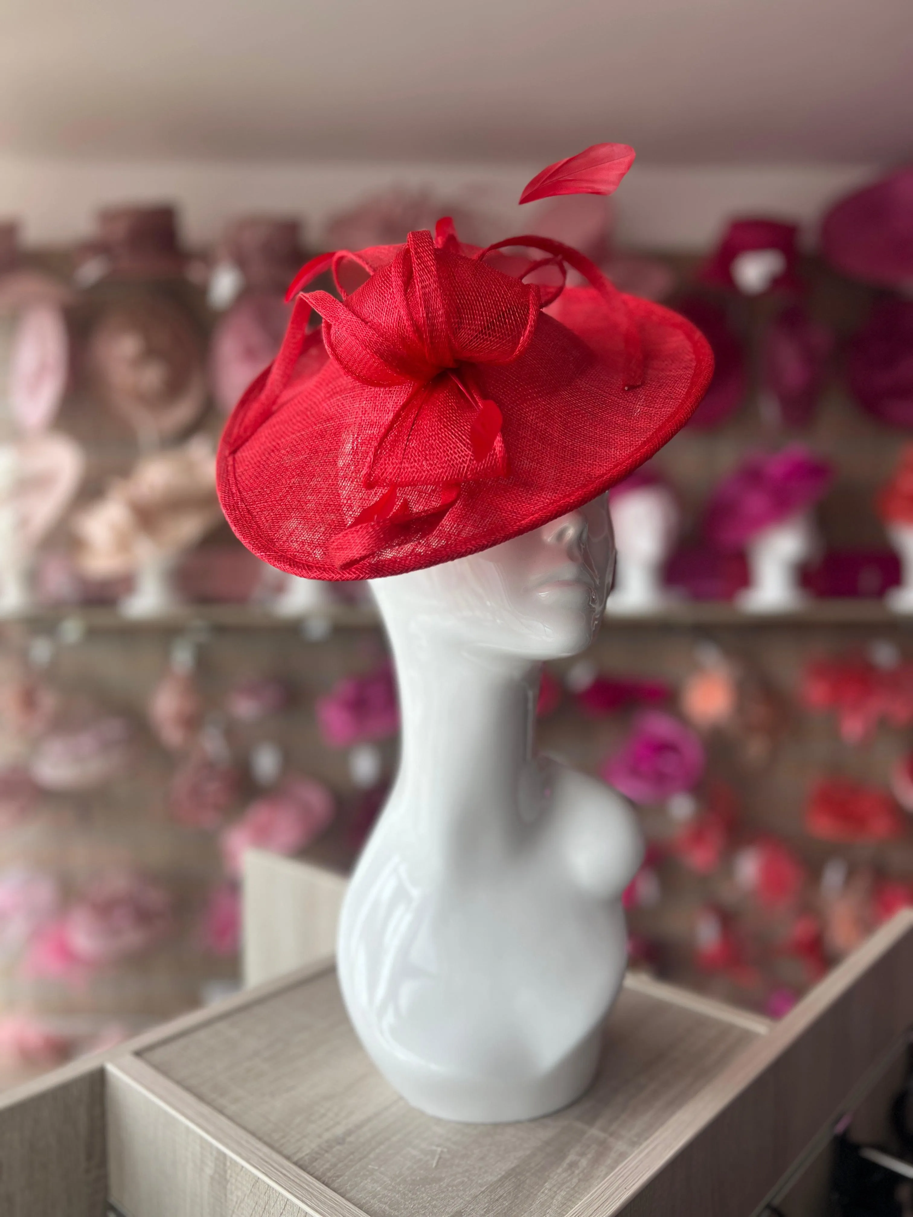 Poppy Red Teardrop Disc Fascinator