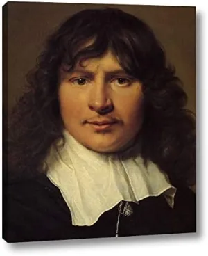 Portrait of a Young Man, Bust Length, Wearing a White Linen Collar by Wallerant Vaillant - 13" x 16" Gallery Wrap Canvas Art Print - Ready to Hang