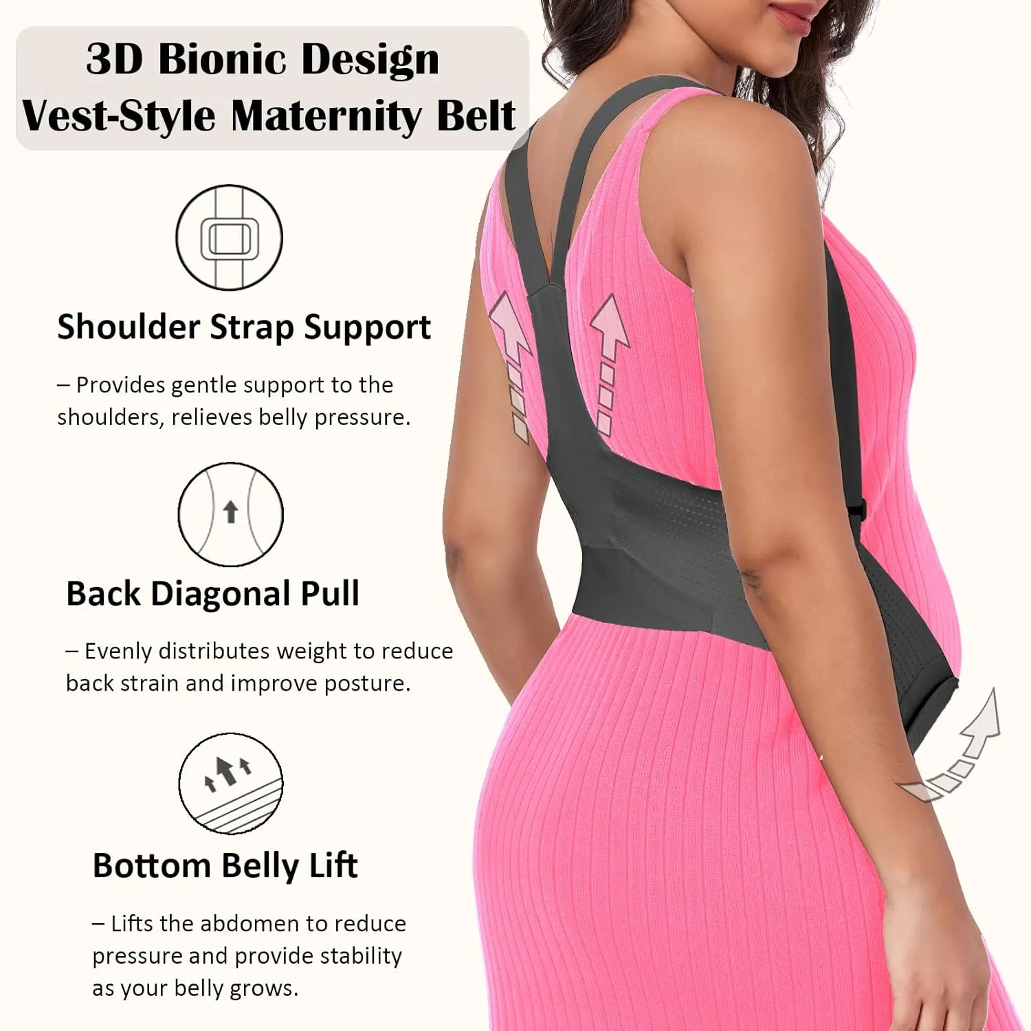 Pregnancy Belly Band for Pregnant Women Maternity Belly Band with Adjustable Straps Belly Support Bands - Maternity Belt, Black,L