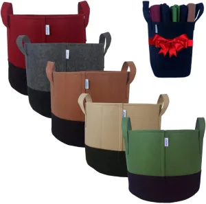 Premium Fabric Flower Grow Bags (5-Gallon) - Make Your Flowers Pop! Best Gardening Gift for Plant Lovers! (5-Pack of Assorted Colors   Bonus Bag)