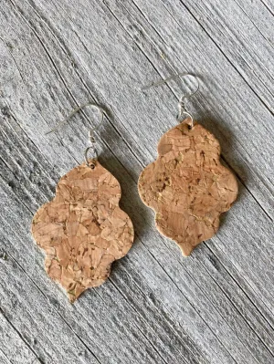 Pressed Cork & Gold Accent Earrings