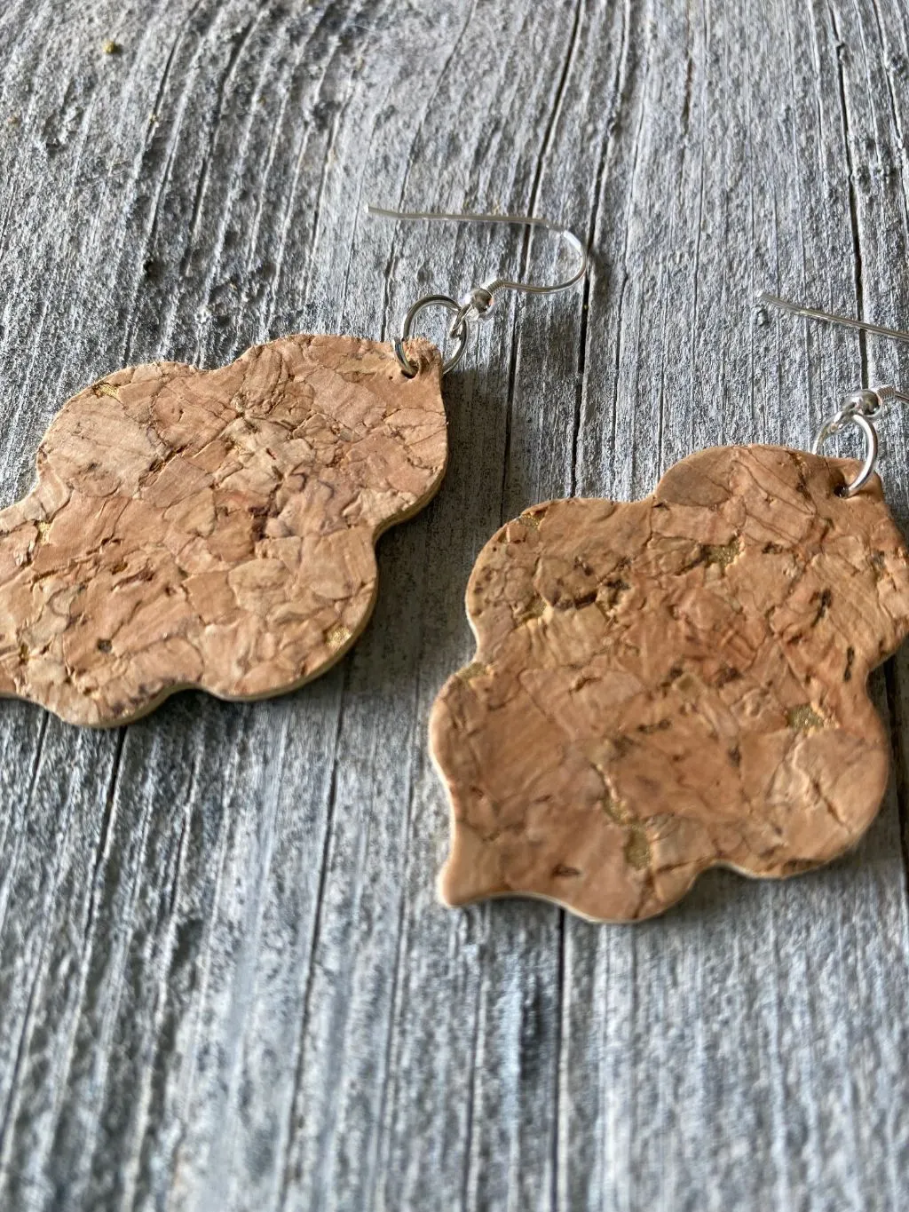 Pressed Cork & Gold Accent Earrings