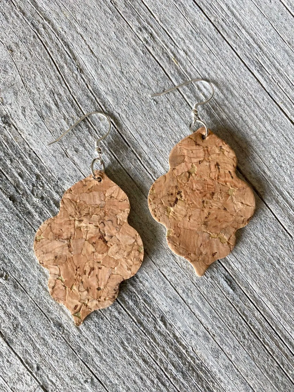 Pressed Cork & Gold Accent Earrings