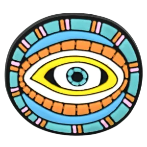 Pressed Round Aqua/Yellow Evil Eye Shoe Charm