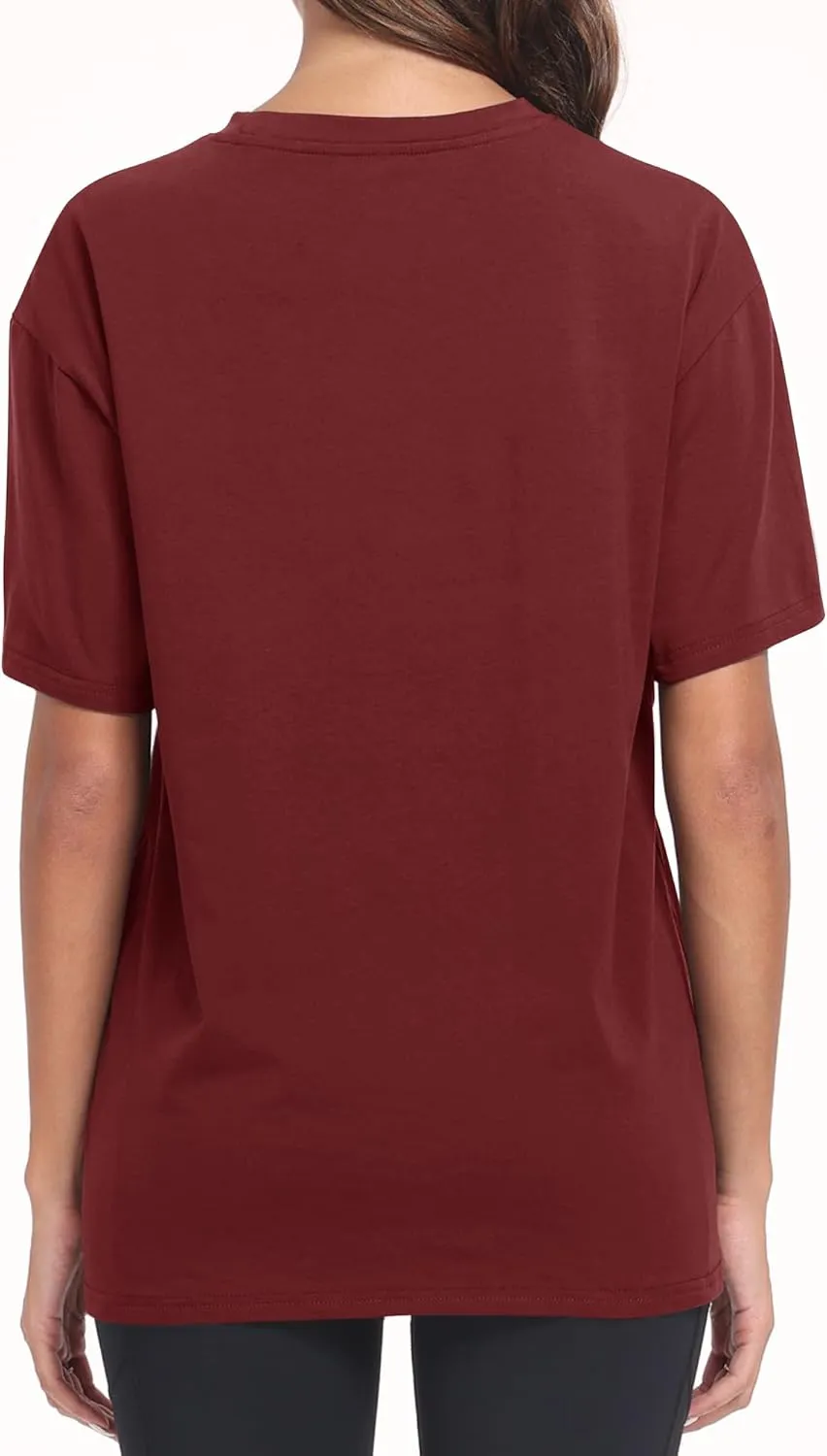 PRIMODA Womens Oversized Short Sleeve T Shirts Trendy Crew Neck Loose Workout Tee Casual Summer Tops Cotton