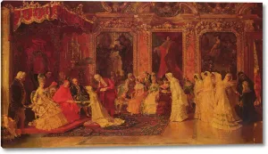 Princess Borghese Bestowing Dowries by Luis Alvarez Catala - 9" x 16" Gallery Wrap Canvas Art Print - Ready to Hang