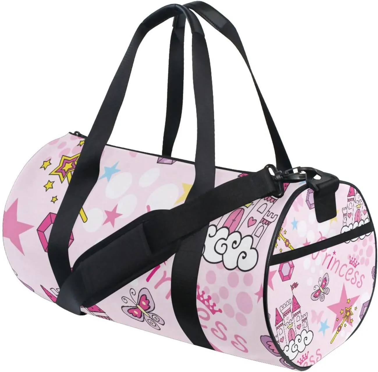 Princess Pink Castle Crown Duffel Bag Canvas Travel Weekender Luggage Gym Handbag for Men Women