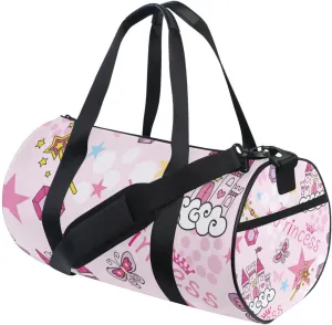 Princess Pink Castle Crown Duffel Bag Canvas Travel Weekender Luggage Gym Handbag for Men Women