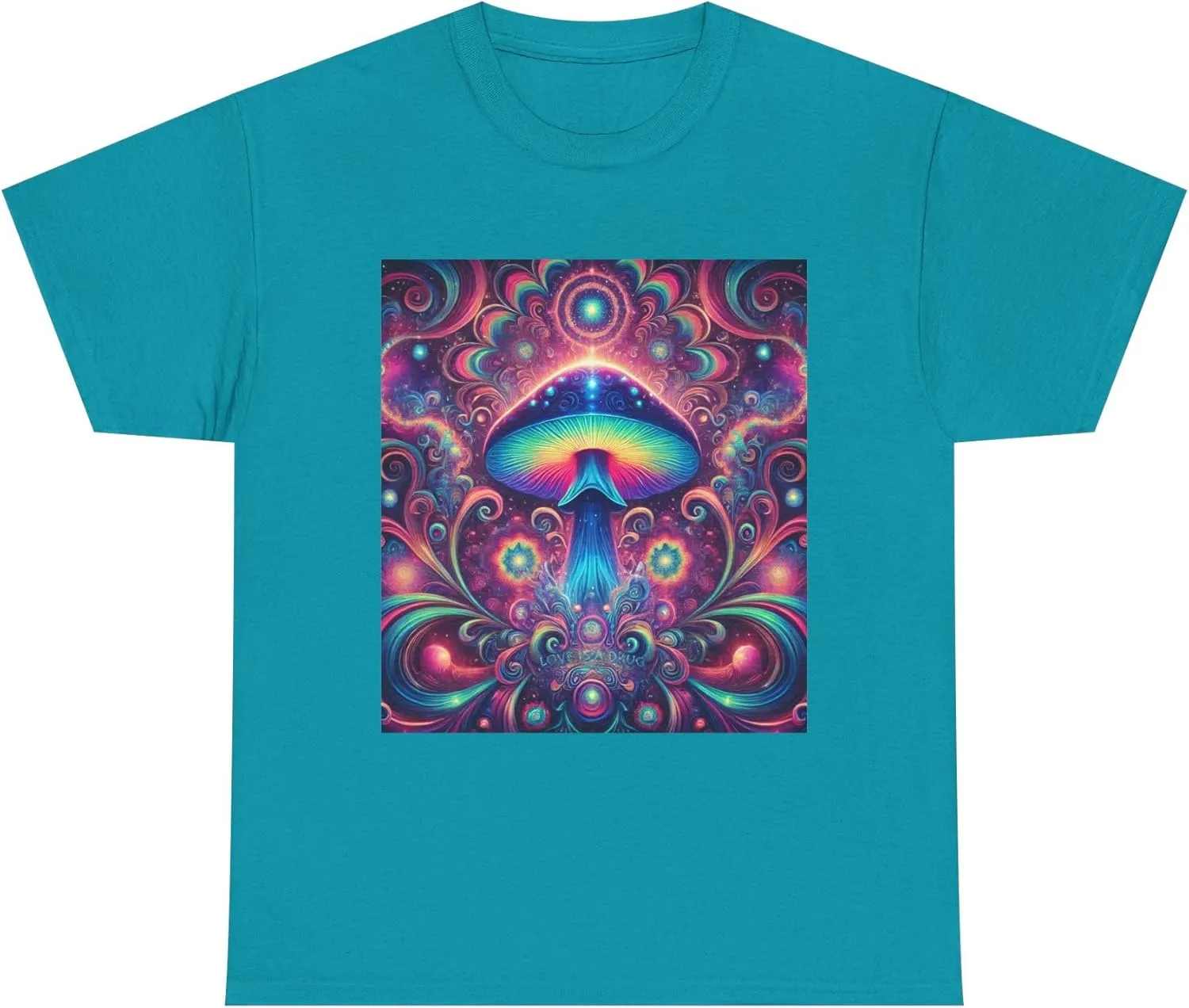 Psychedelic Cosmic Mushroom Tee - Unisex Heavy Cotton Shirt, Boho Style, Festival Wear, Unique Graphic T-Shirt, Eclectic