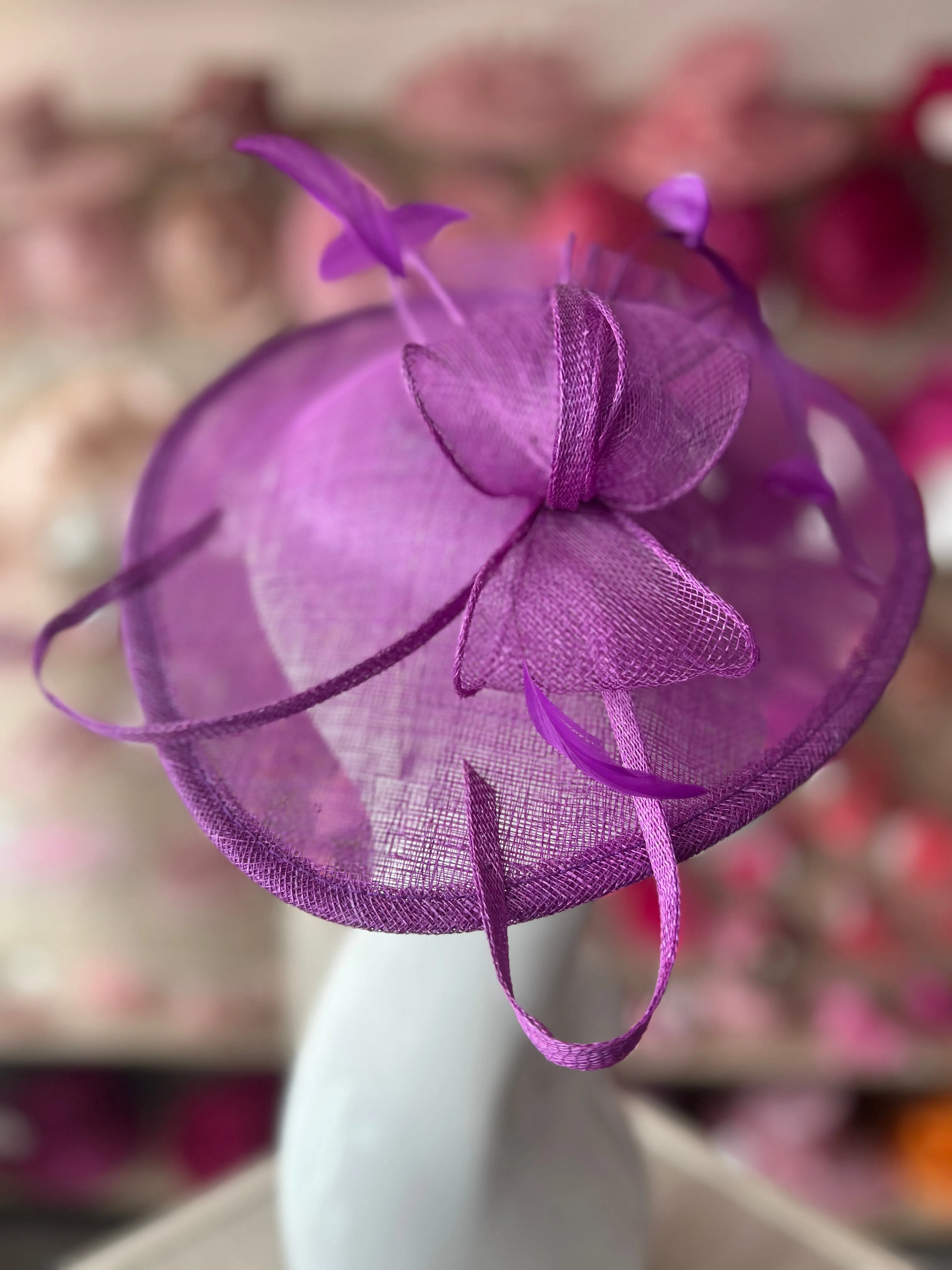 Purple Teardrop Disc Fascinator