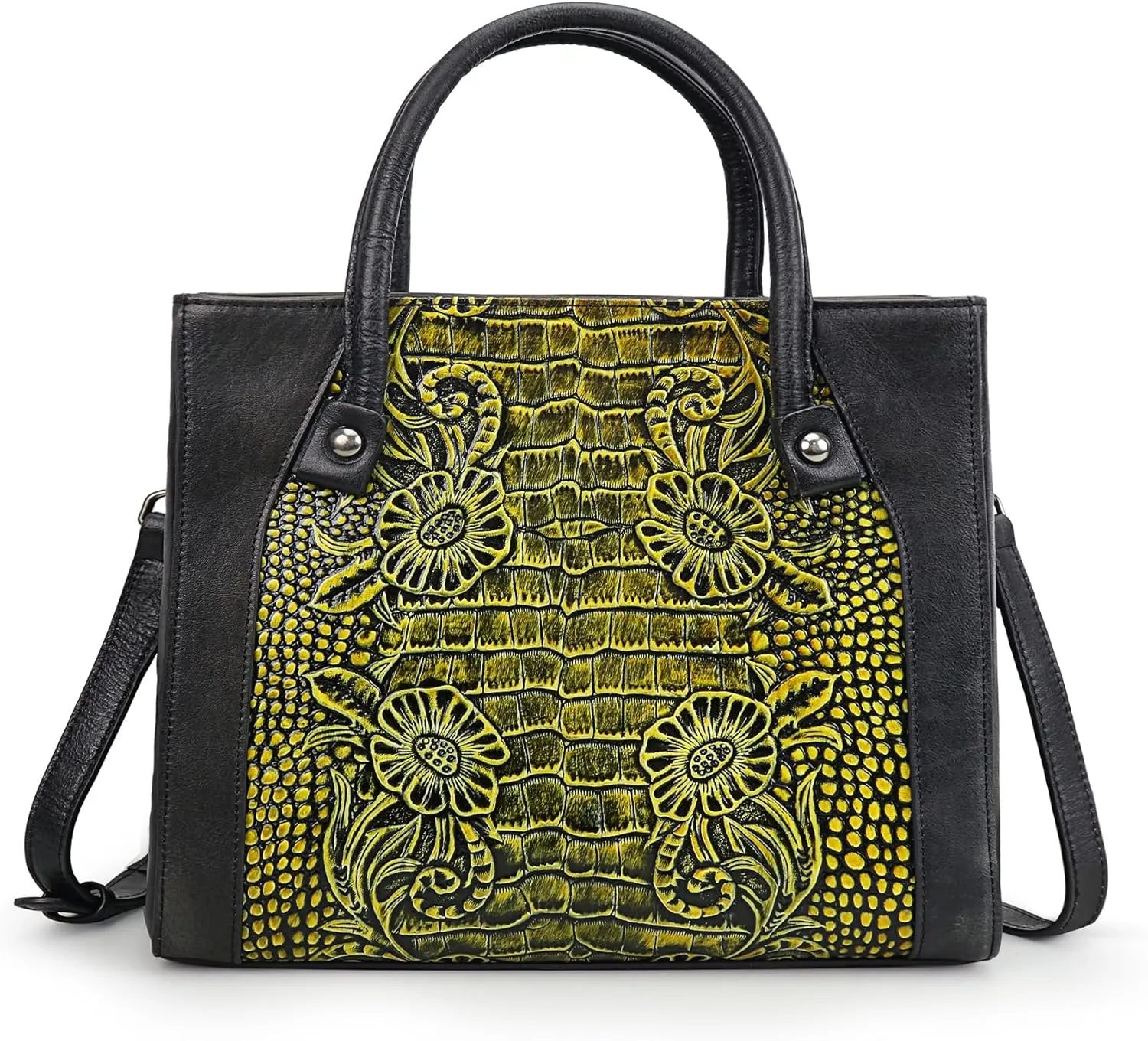 Purse and Handbag For Women Leather Shoulder Bag Top Handle Tote Bag Crossbody Bags Medium Satchel Vintage Embossing Pattern