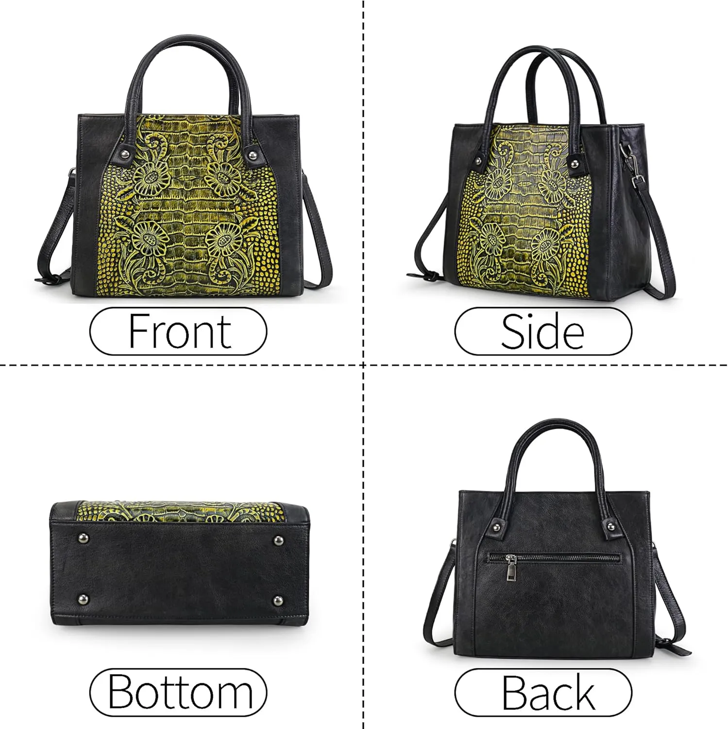 Purse and Handbag For Women Leather Shoulder Bag Top Handle Tote Bag Crossbody Bags Medium Satchel Vintage Embossing Pattern