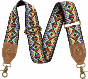 Purse Strap-2"Crazy Horse Leather Wide Shoulder Strap Adjustable Replacement,Jacquard Embroidery Bag Straps
