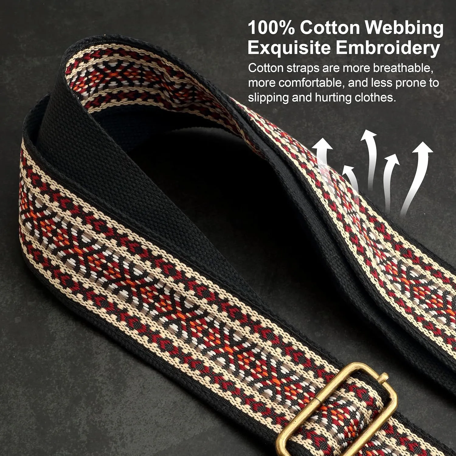 Purse Strap-2"Crazy Horse Leather Wide Shoulder Strap Adjustable Replacement,Jacquard Embroidery Bag Straps