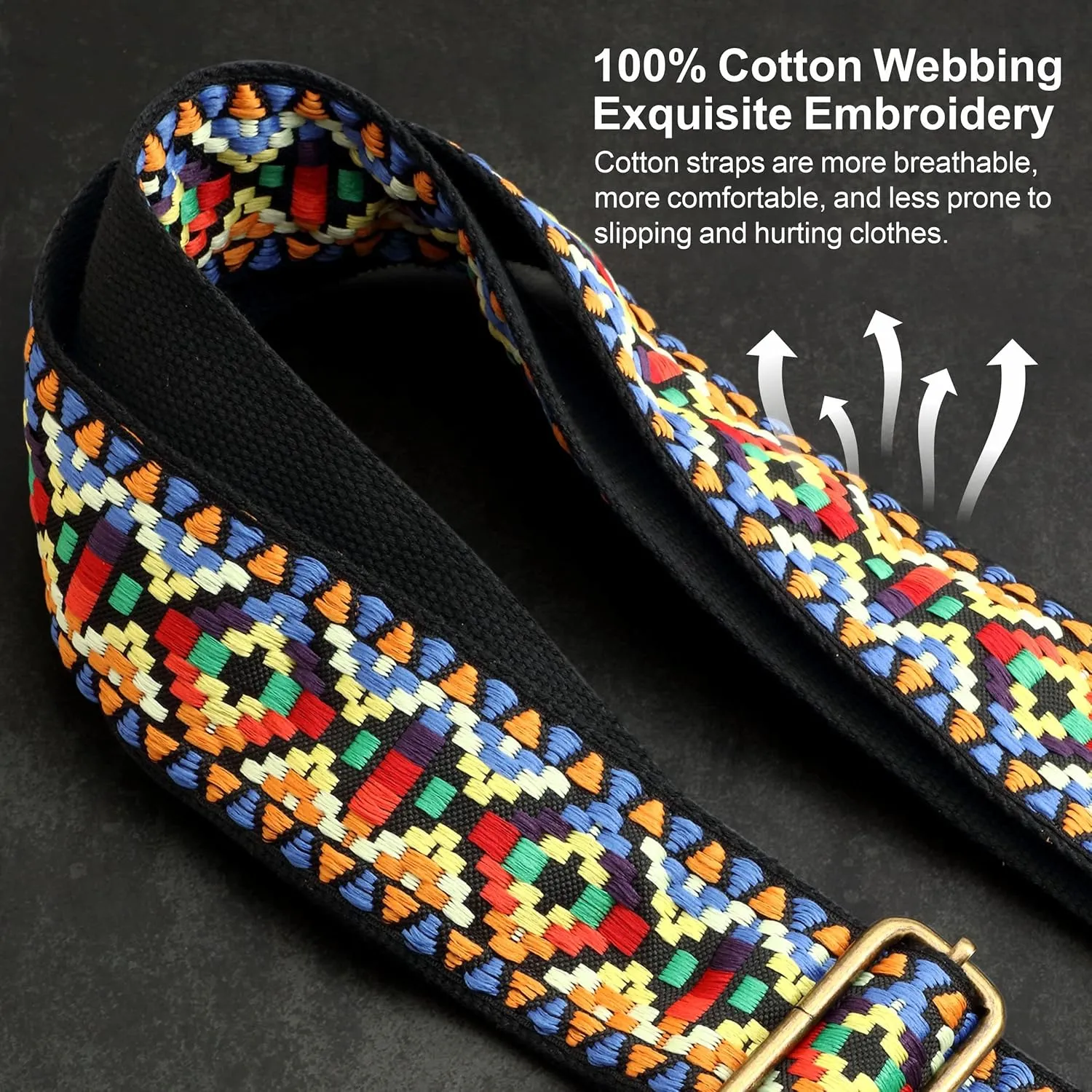 Purse Strap-2"Crazy Horse Leather Wide Shoulder Strap Adjustable Replacement,Jacquard Embroidery Bag Straps