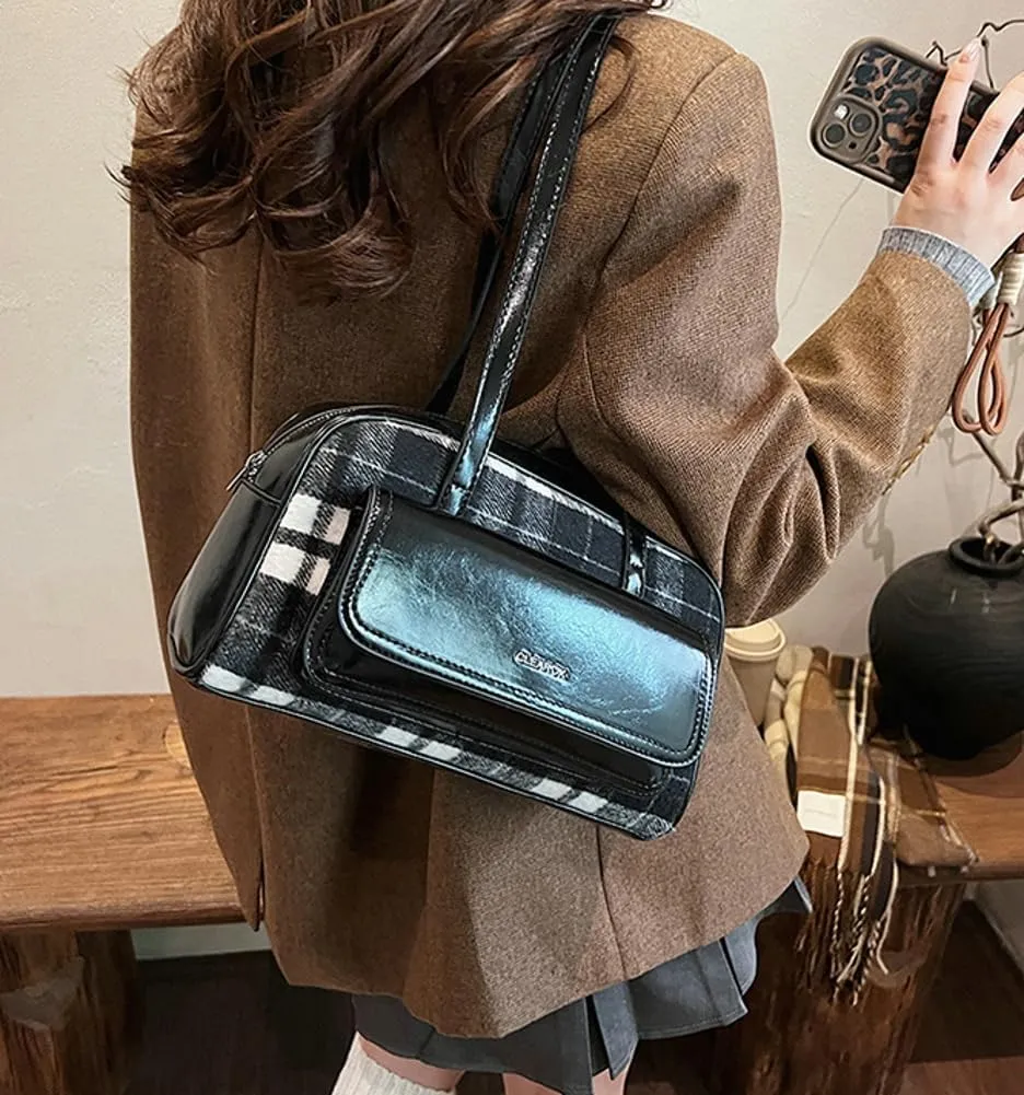 Purses for Women Trendy Bag Plaid Purse Christmas Purse Shoulder Bag Going Out Purse Underarm Bag with Zipper Closure